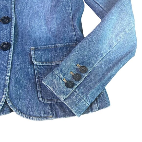 Theory Button-Down Denim Jacket 100% Cotton w/ Pockets Size 2 Women's - Picture 3 of 11